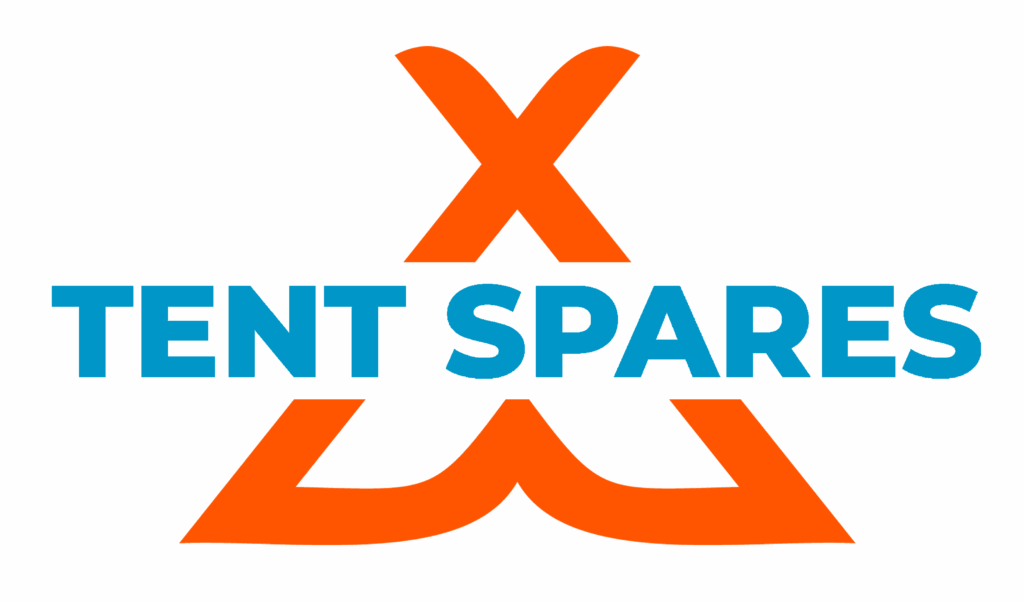 Tent spares brand logo in orange and blue
