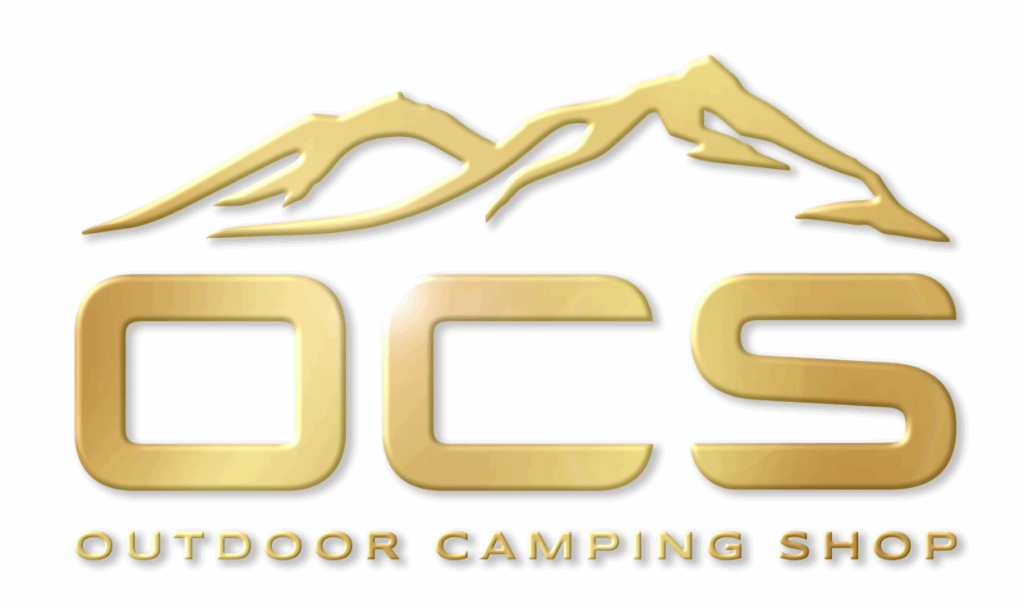 Outdoor camping shop logo in gold